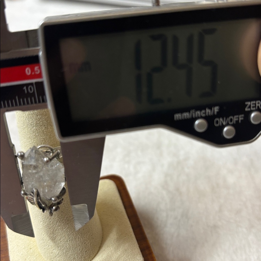 925 Genuine Herkimer Diamond Ring Sterling Silver Adjustable - Picture 7 of 9
